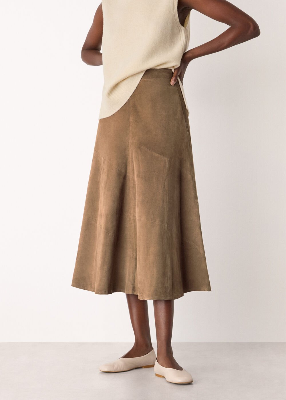 Zig Zag Panel Suede Skirt