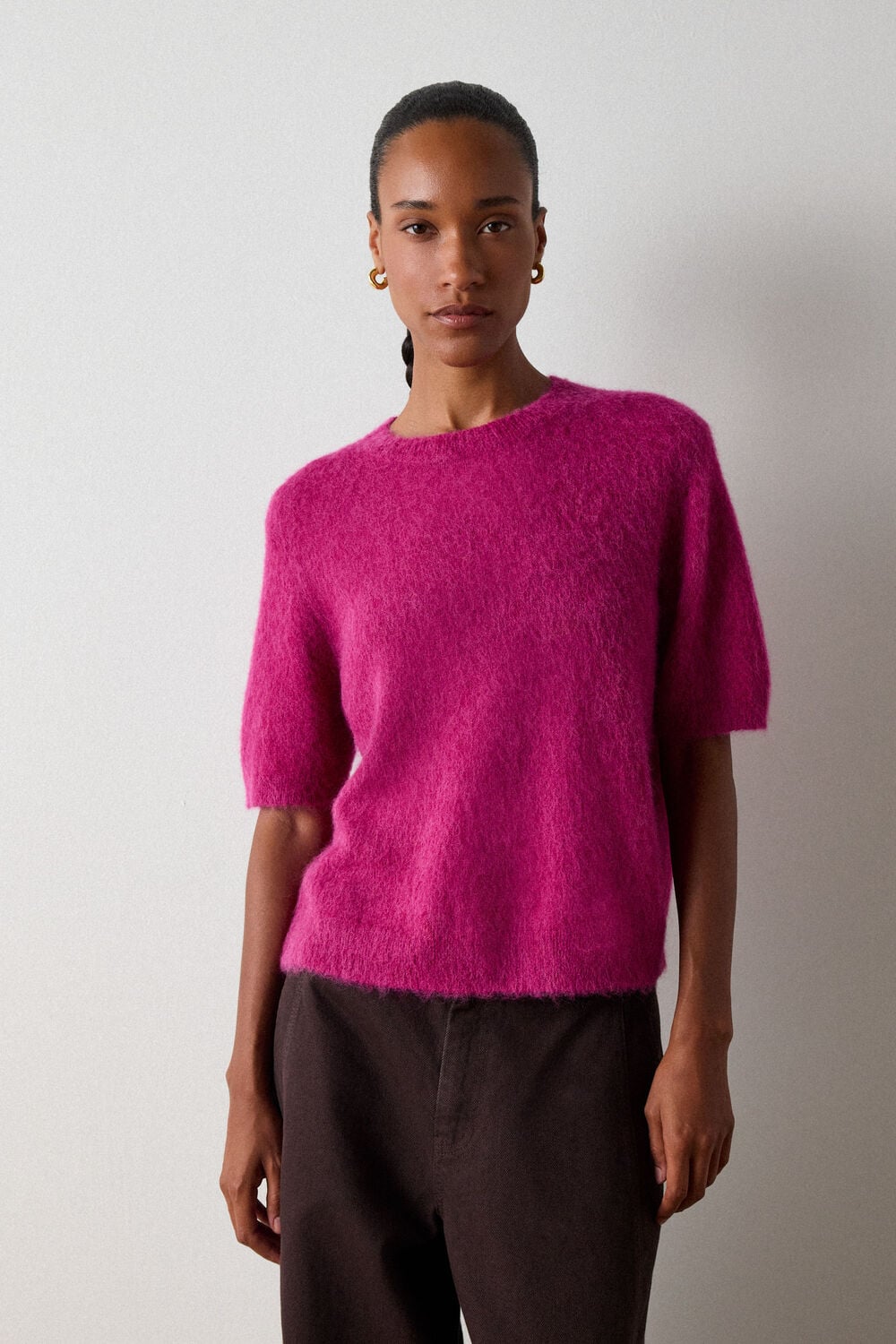 Pink Alpaca Mix Knitted Tee