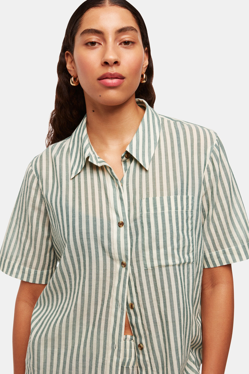 Green Stripe Beach Shirt