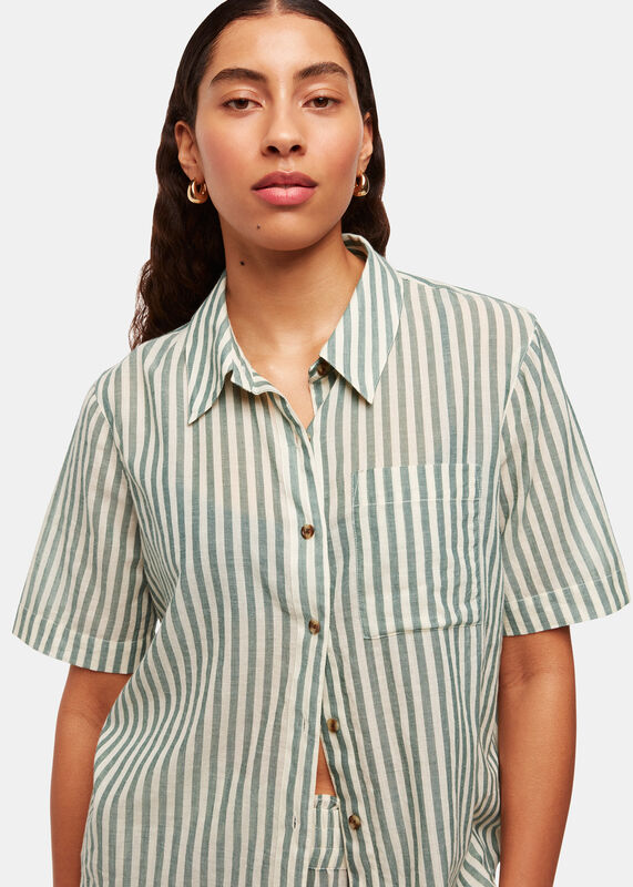 Green Stripe Beach Shirt