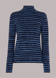 Stripe Polo Neck Knit