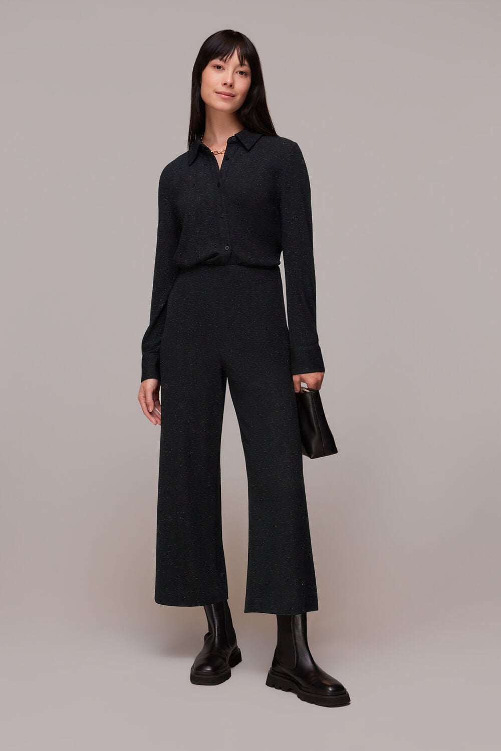 Black Sparkle Cropped Pants&nbsp;