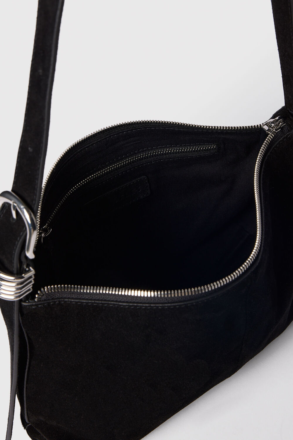 Black Ring Detail Suede Bag