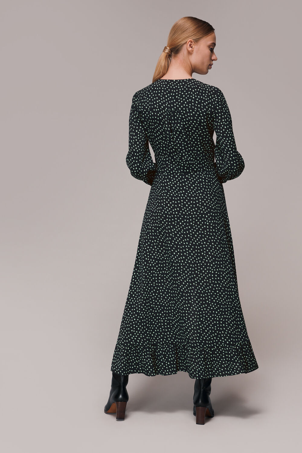 Stamp Spot Print Midi Dress