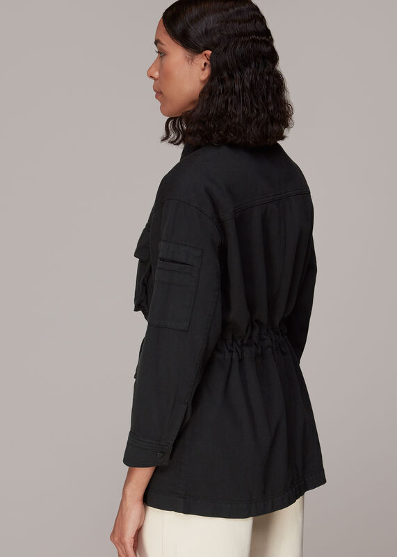 Washed Black Carly Cargo Military Jacket
