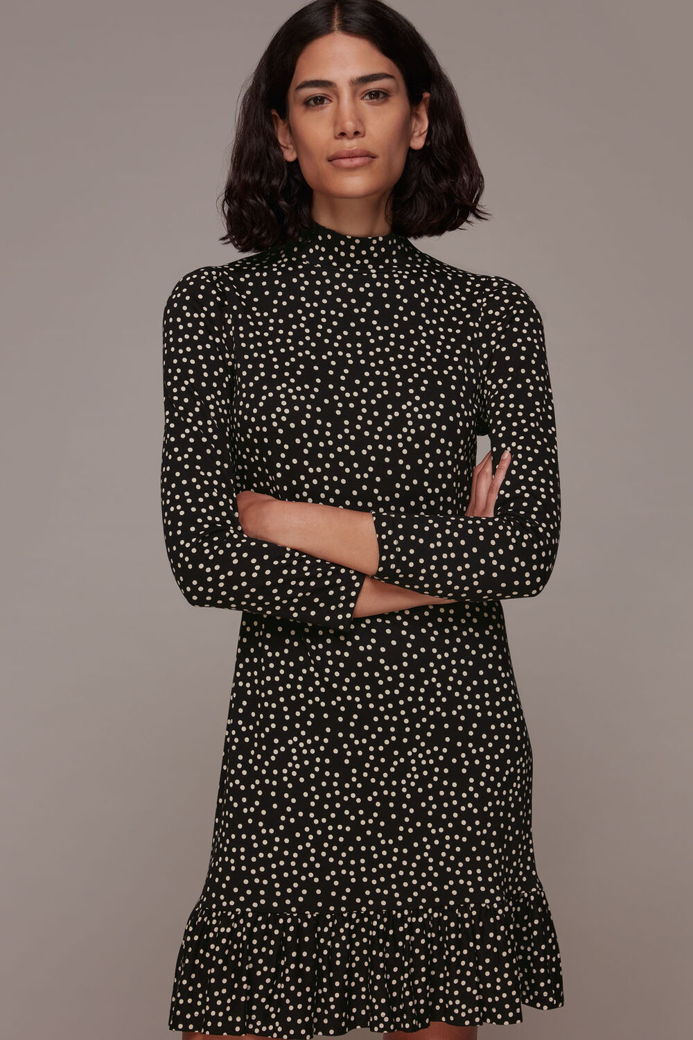 Black Irregular Spot Jersey Dress