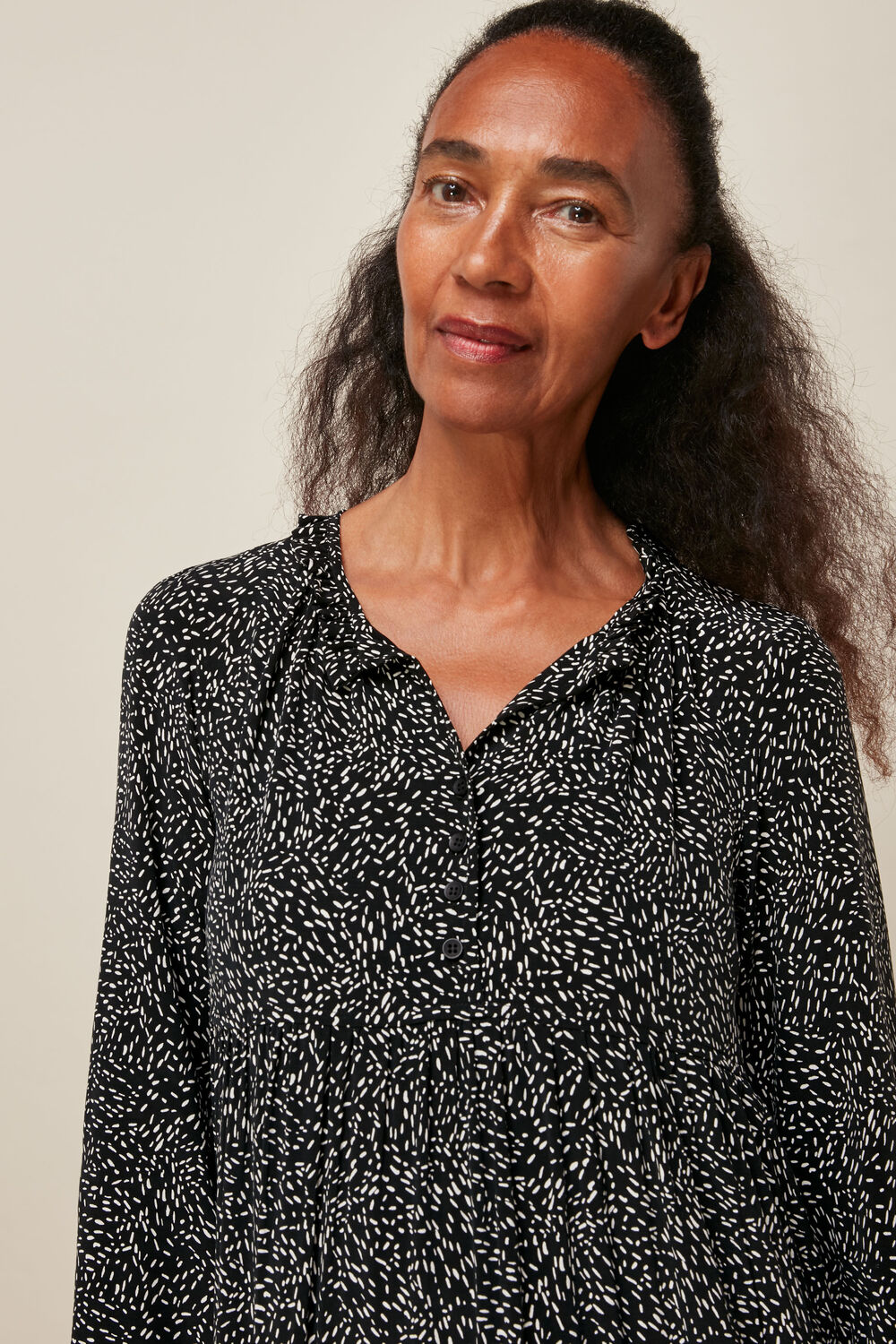 Black and White Freckle Print Enora Dress