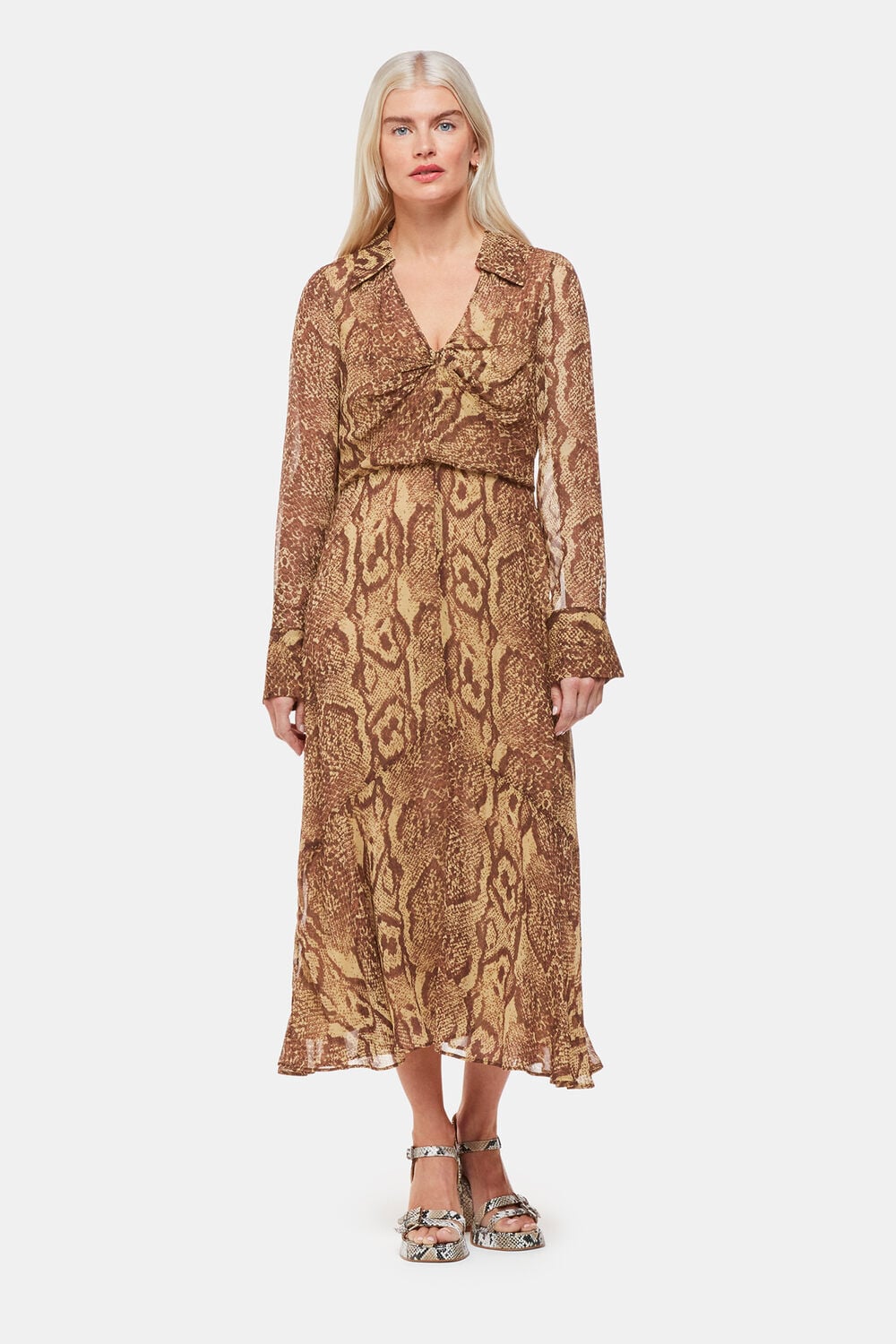 Petite Serpent Print Midi Dress