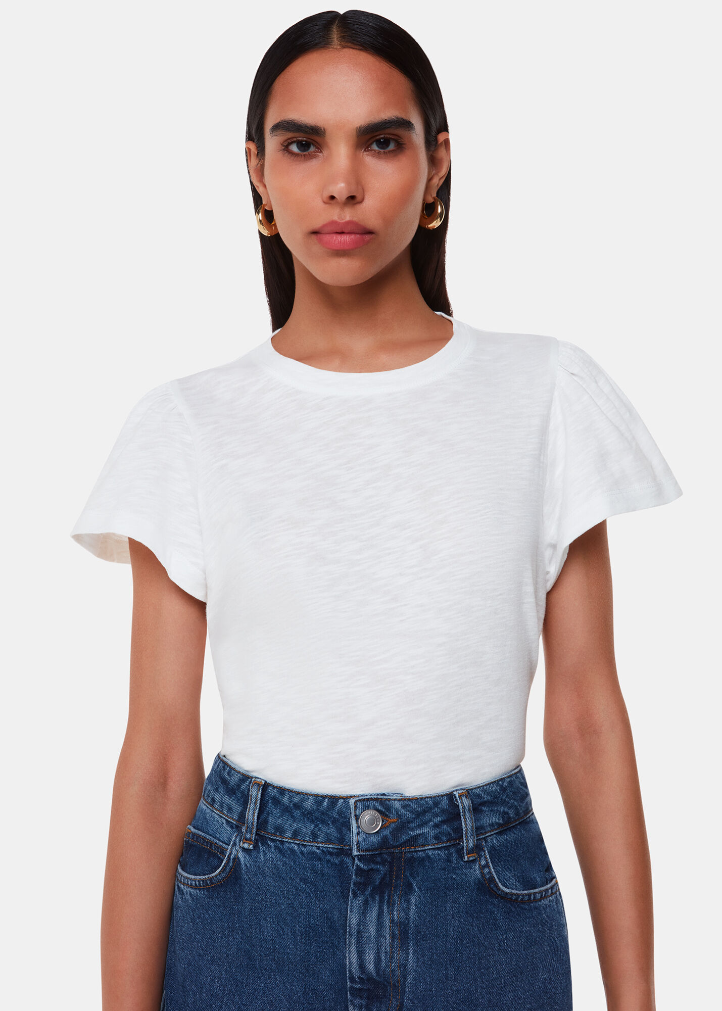 White shirt cheap with frill sleeves