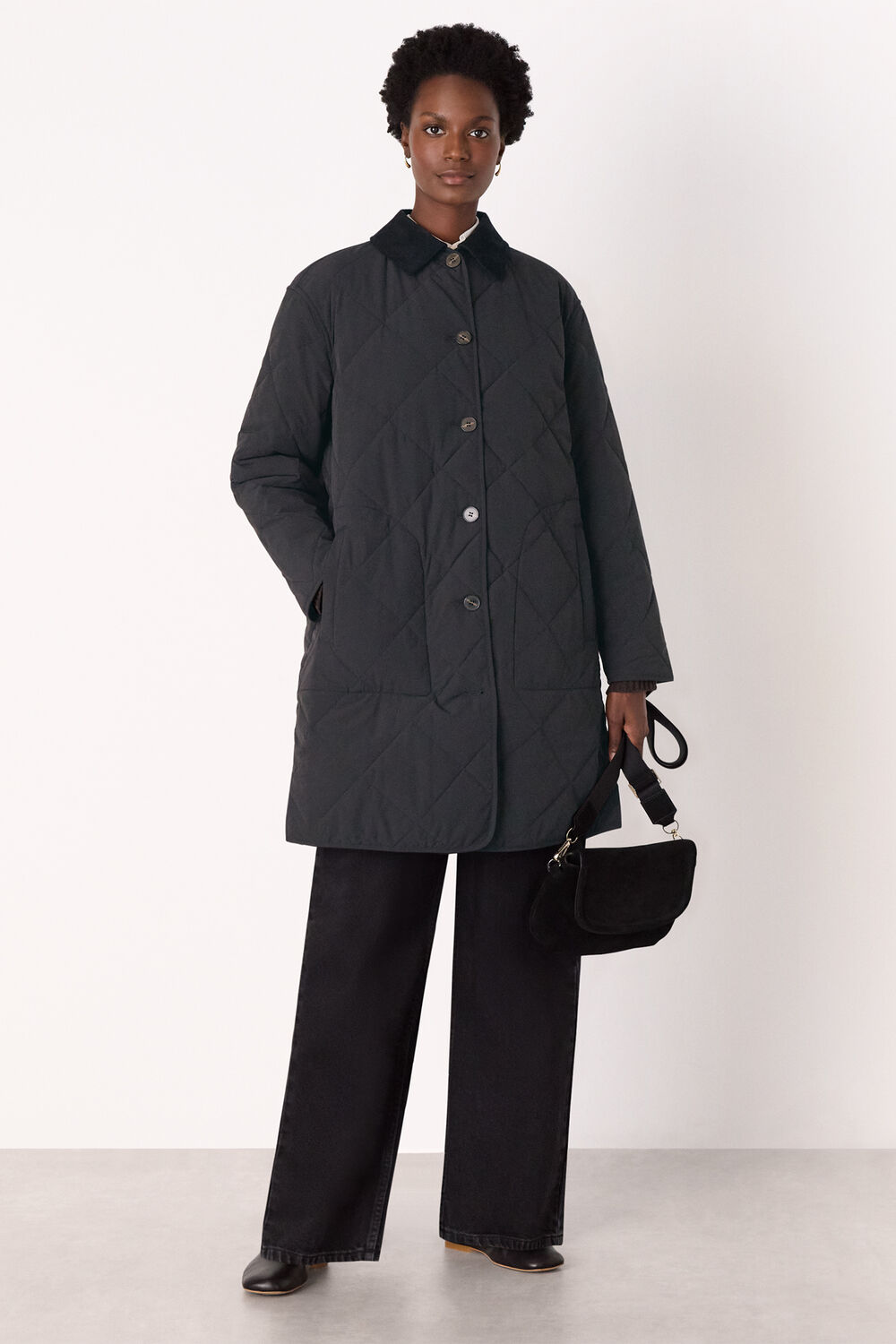 Quilted Cord Collar Coat