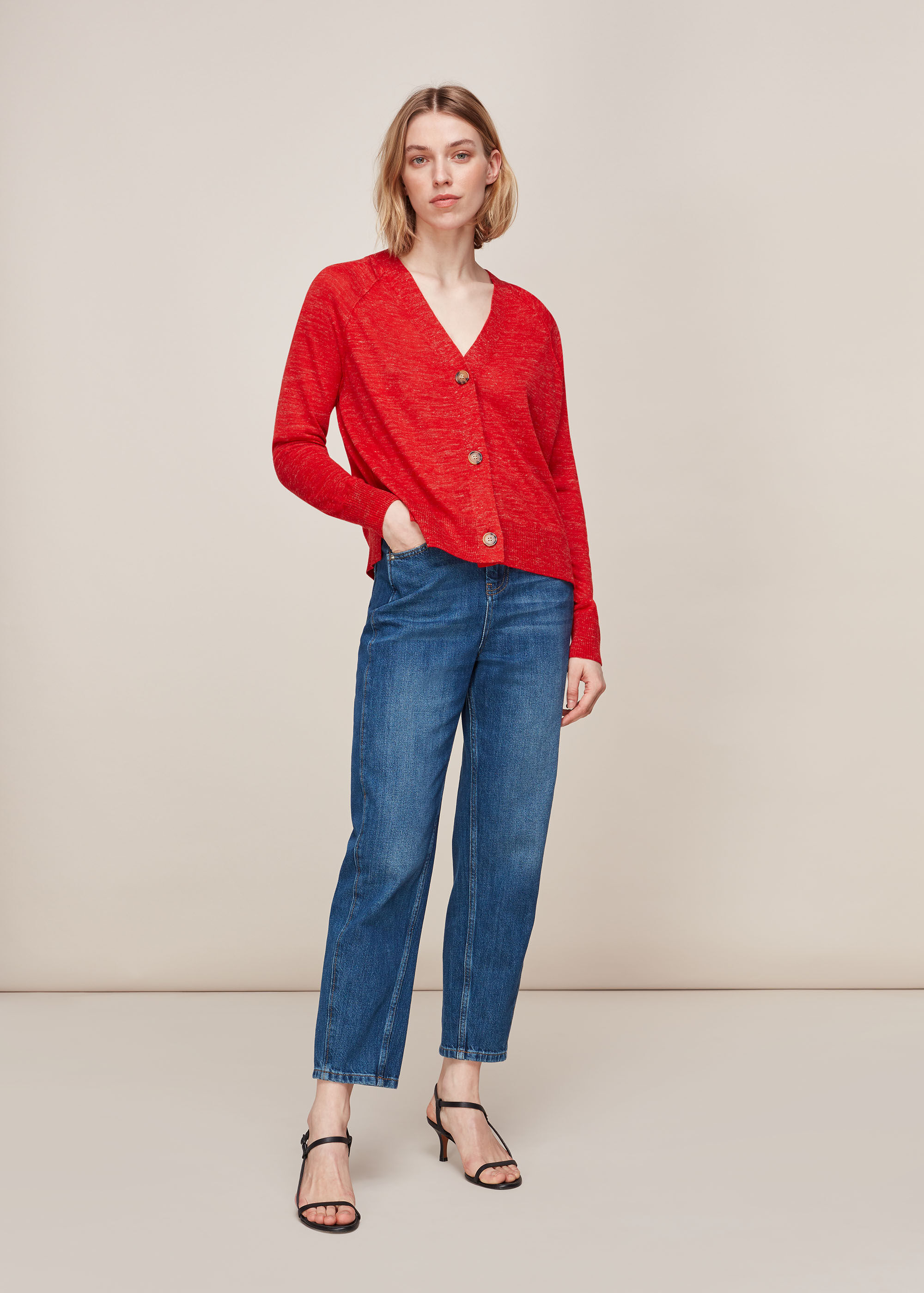 Red v neck cardigan top