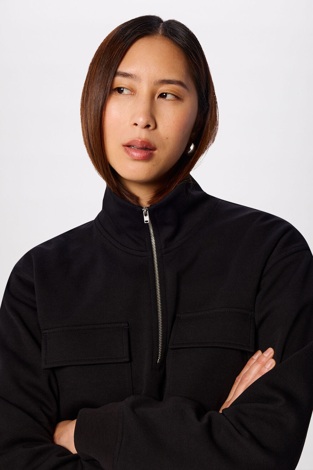 Black Funnel Quarter Zip Sweat