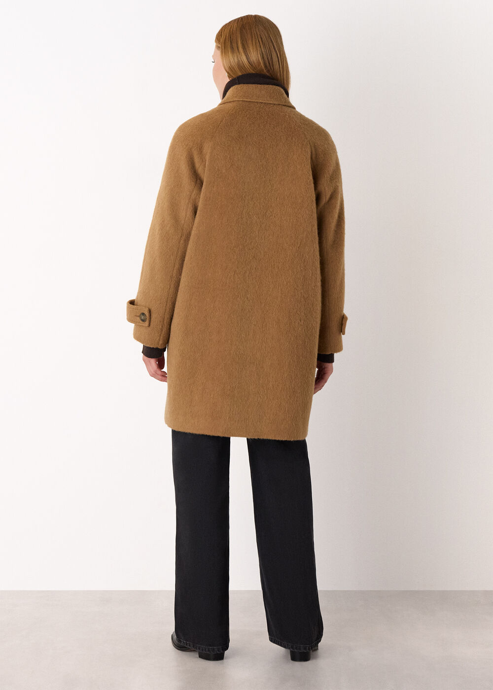 Short Button Detail Wool Coat