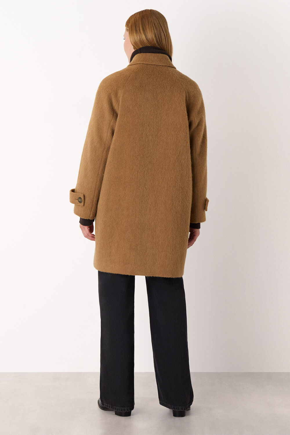 Camel Brushed Wool Pea Coat