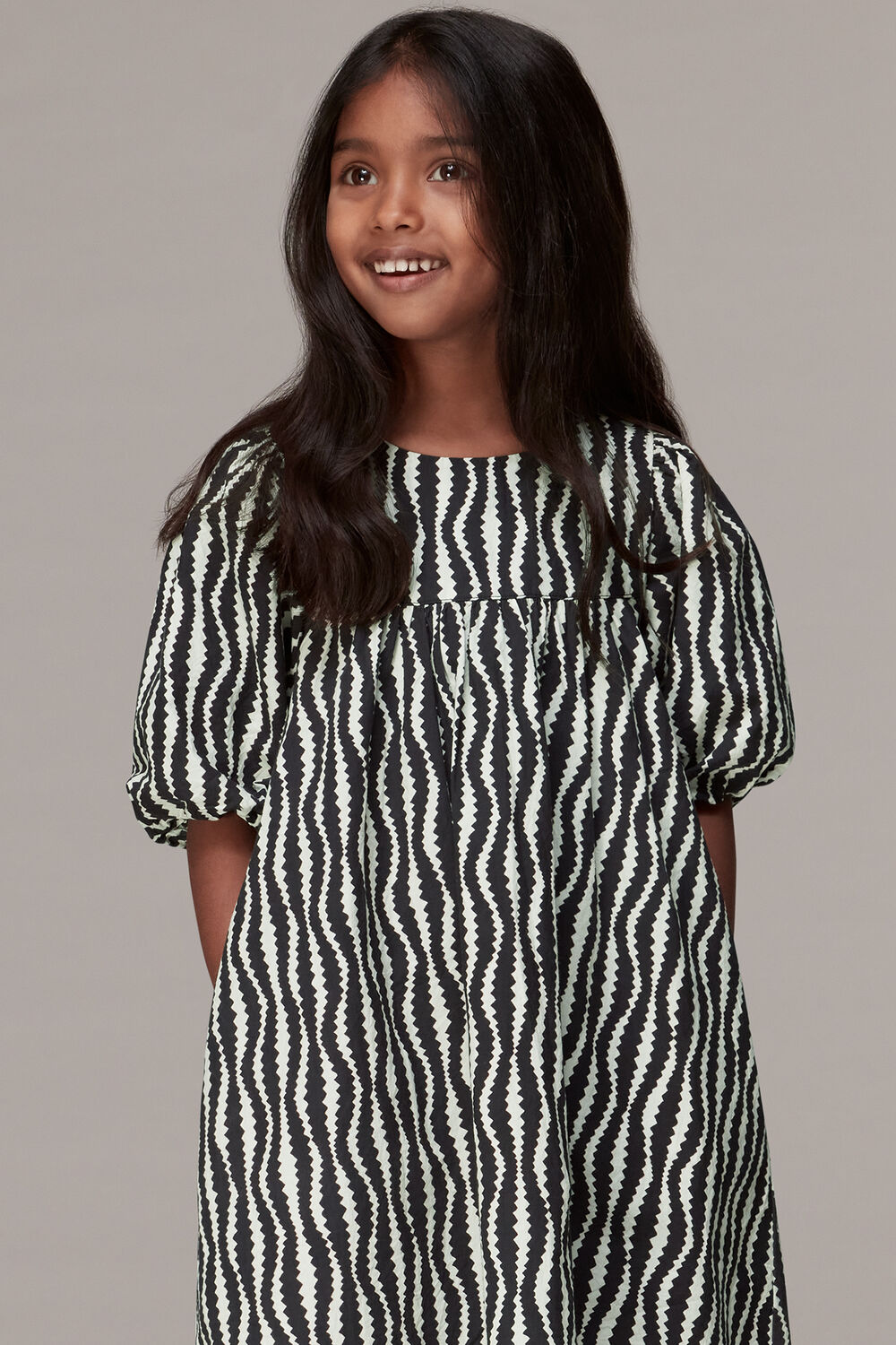Black and White Optical Rope Phoebe Dress