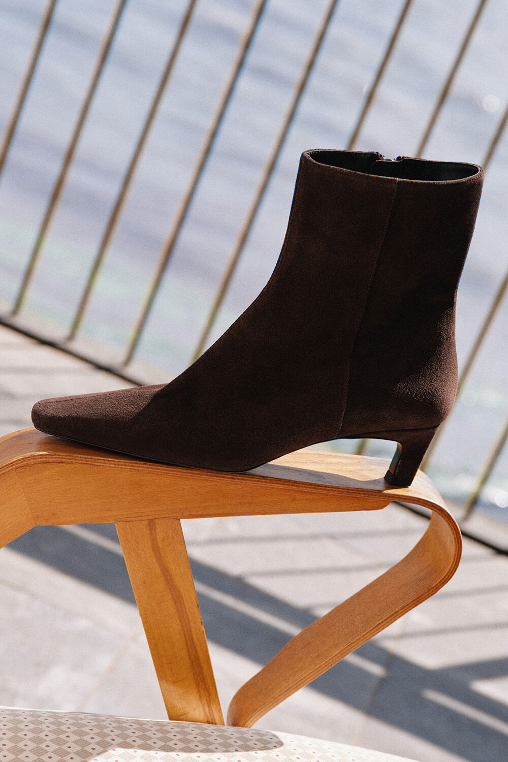 Chocolate Kitten Heel Suede Ankle Boot