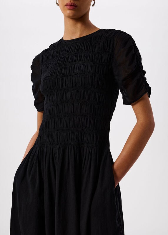 Black Petite Avery Smocked Dress