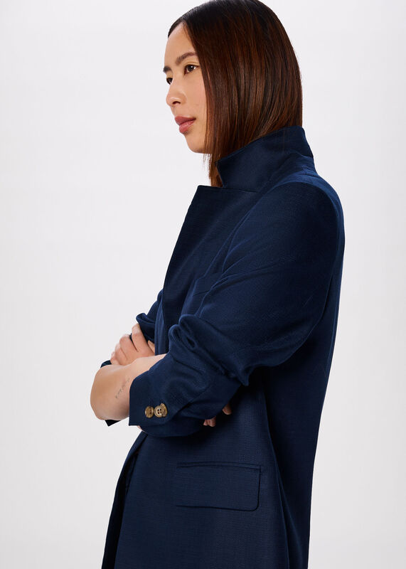 Navy Relaxed Hopsack Blazer