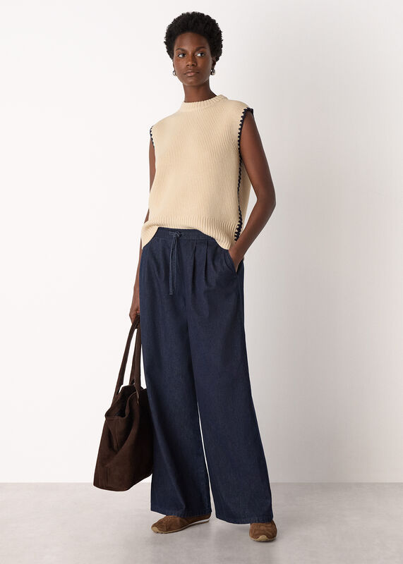 Ivory Blanket Stitch Wool Mix Tank
