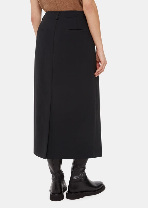 Black Petite Abigail Tailored Midi Skirt