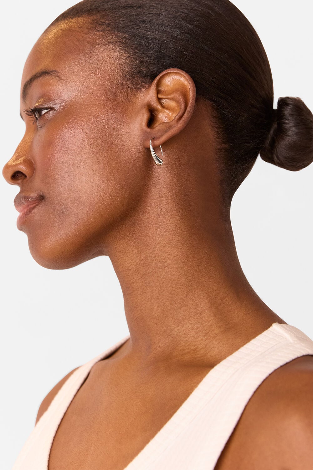Silver Curved Teardrop Wire Earring