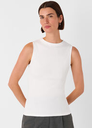 High Neck Rib Detail Tee