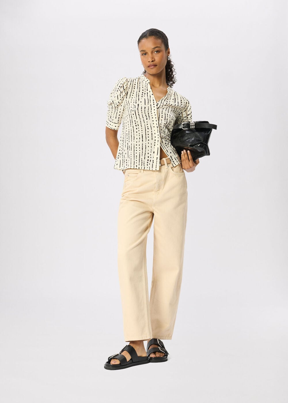 Dashed Spot Gathered Blouse