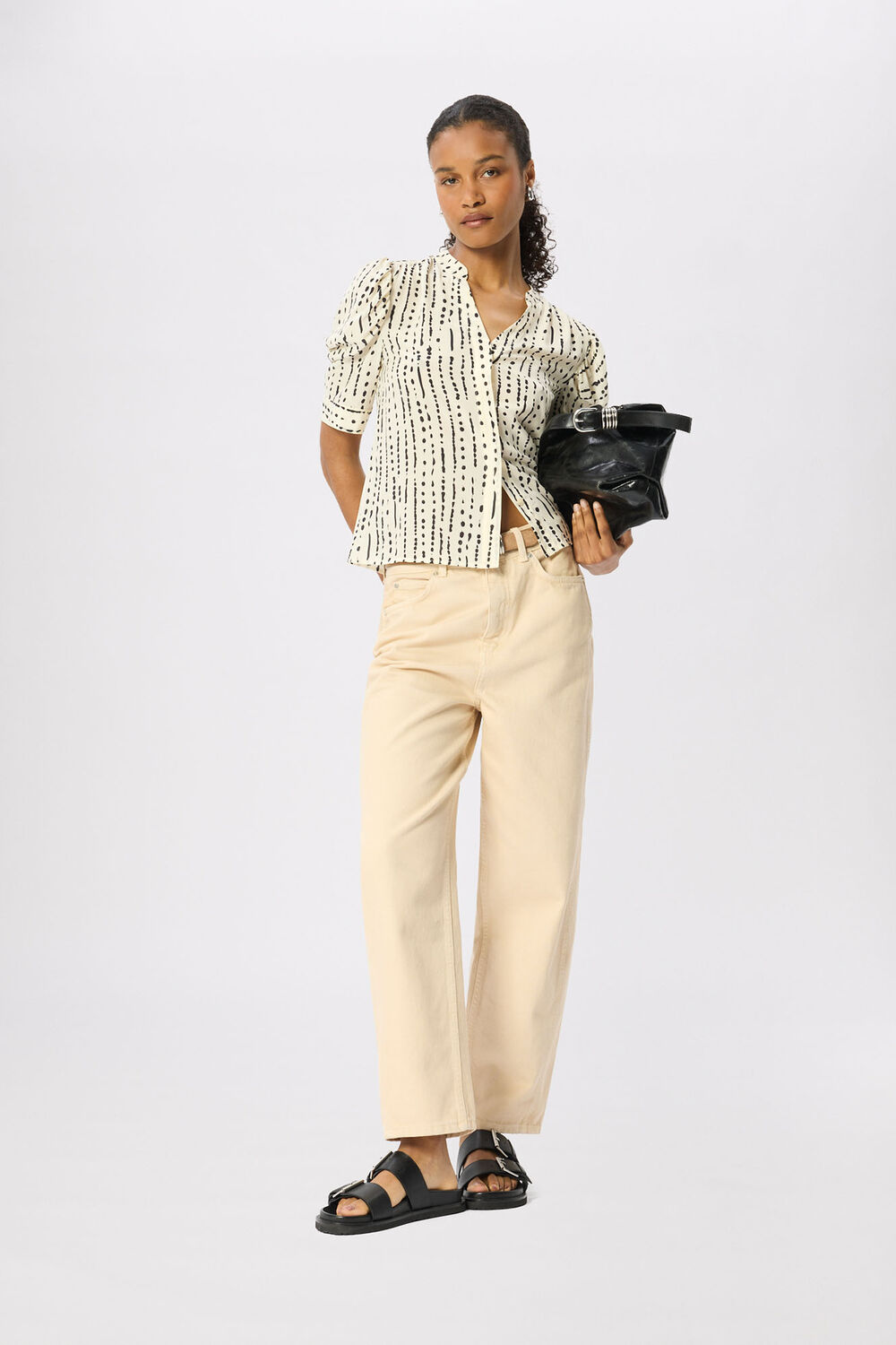 Dashed Spot Gathered Blouse