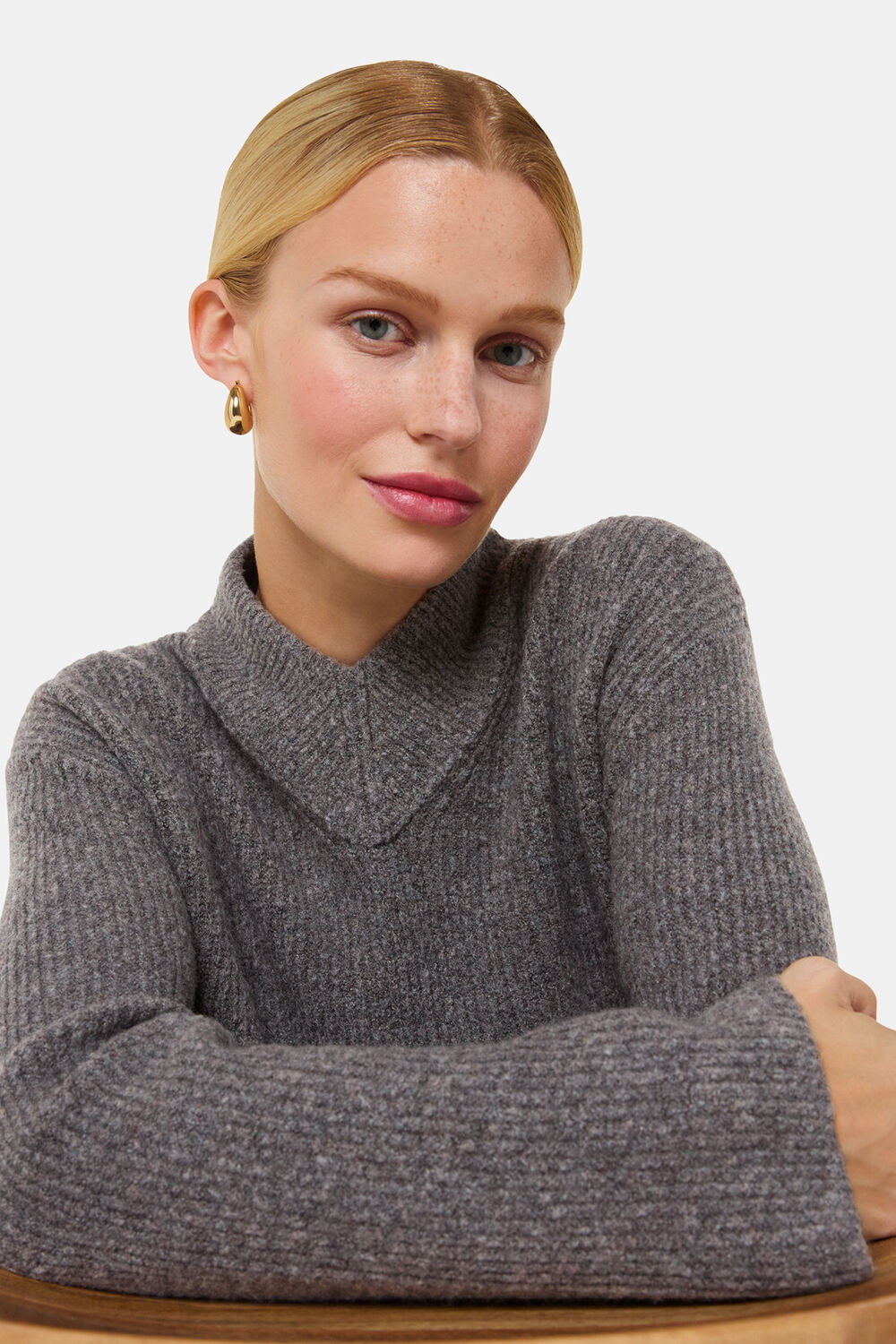 V Neck Wool Mix Knit