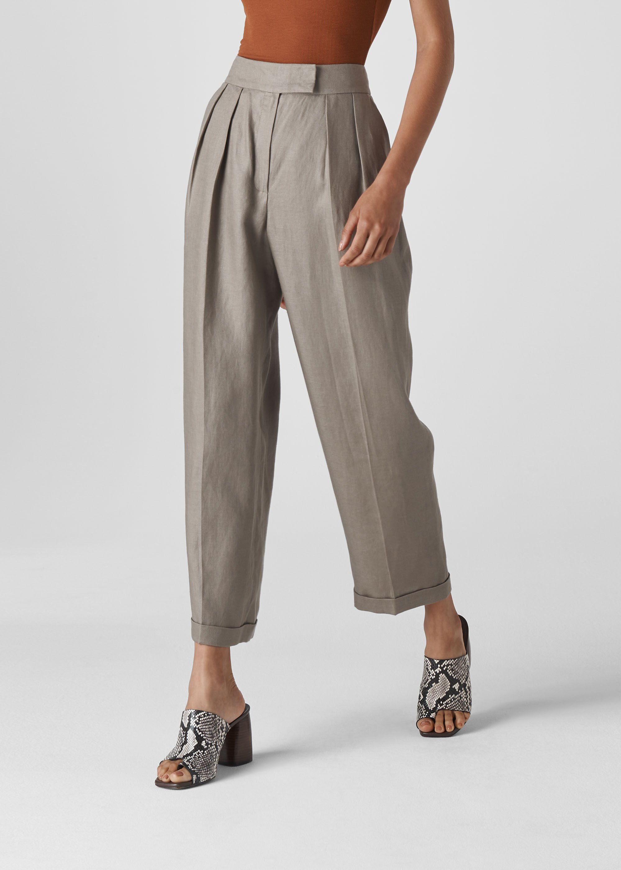 PLEATED LINEN TROUSERS  Clay  ZARA India