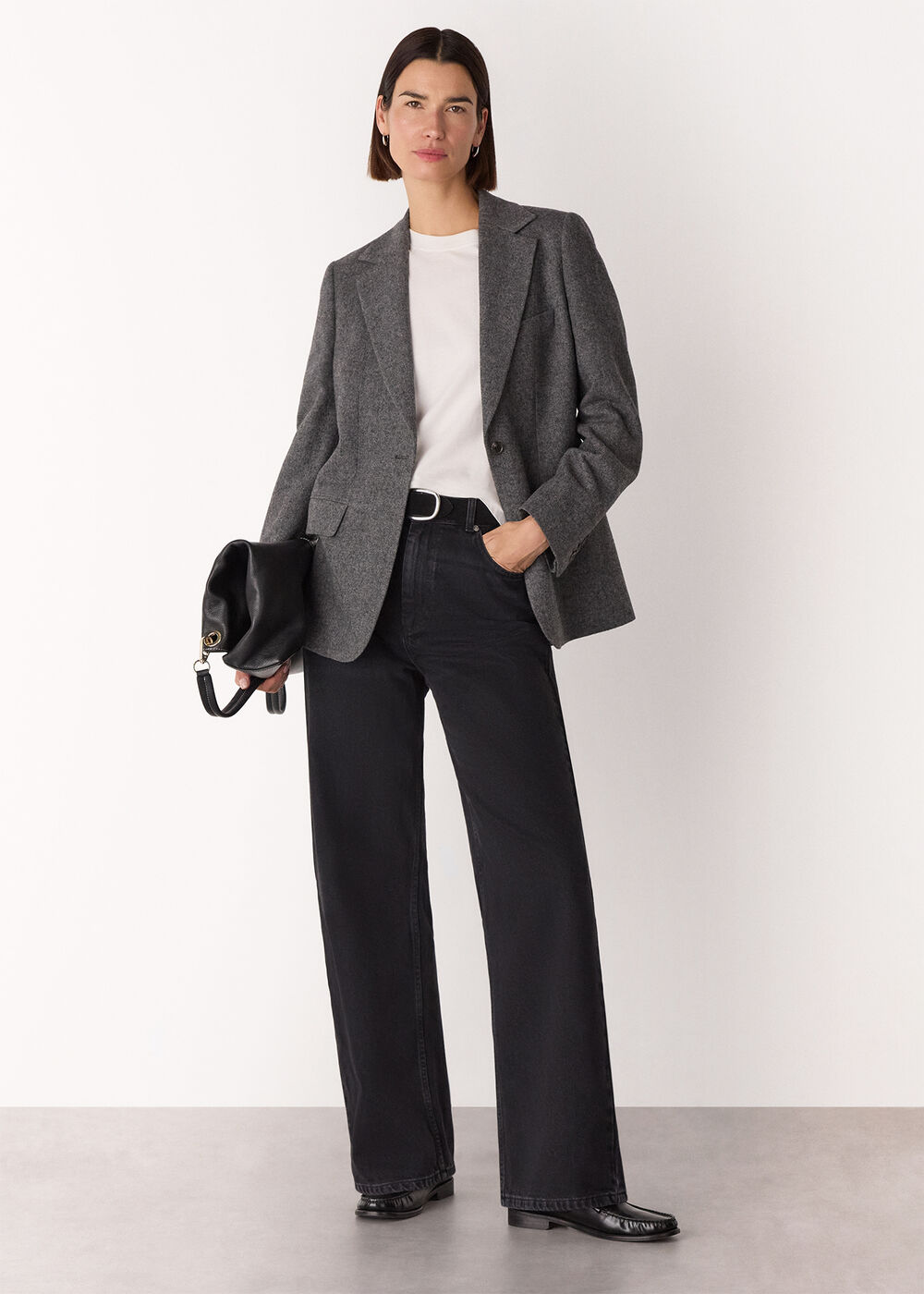 Herringbone Wool Blend Blazer