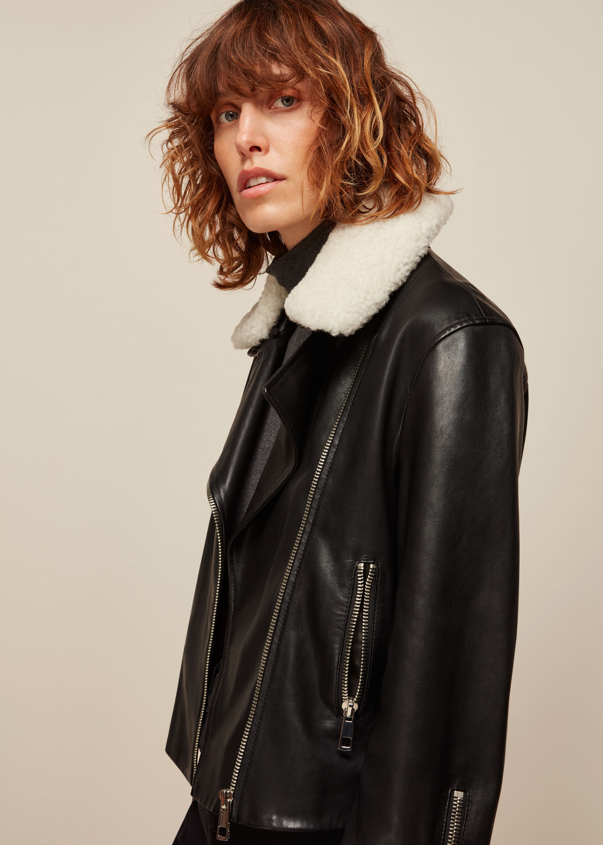 Whistles black sale leather jacket