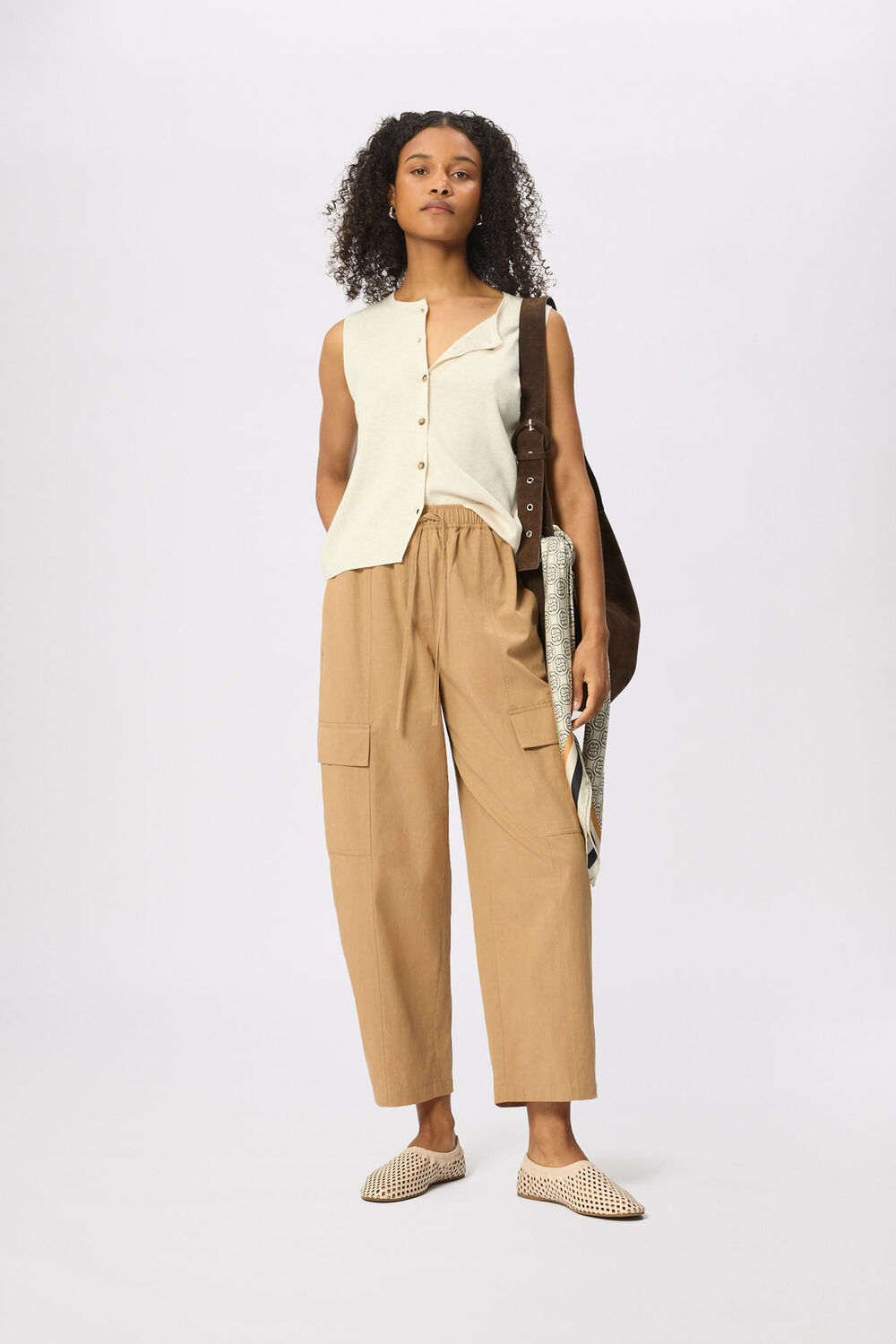 Neutral Utility Cotton Barrel Trouser