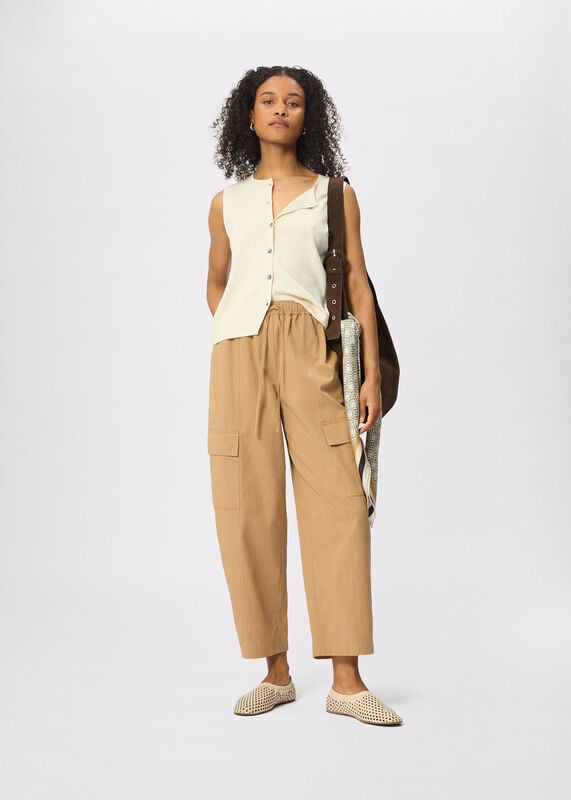 Neutral Utility Cotton Barrel Trouser
