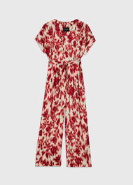 Blurred Floral Tie Jumpsuit