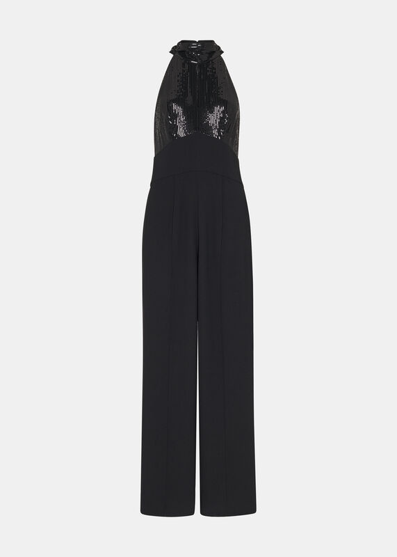 Black Leah Sequin Bodice Jumpsuit