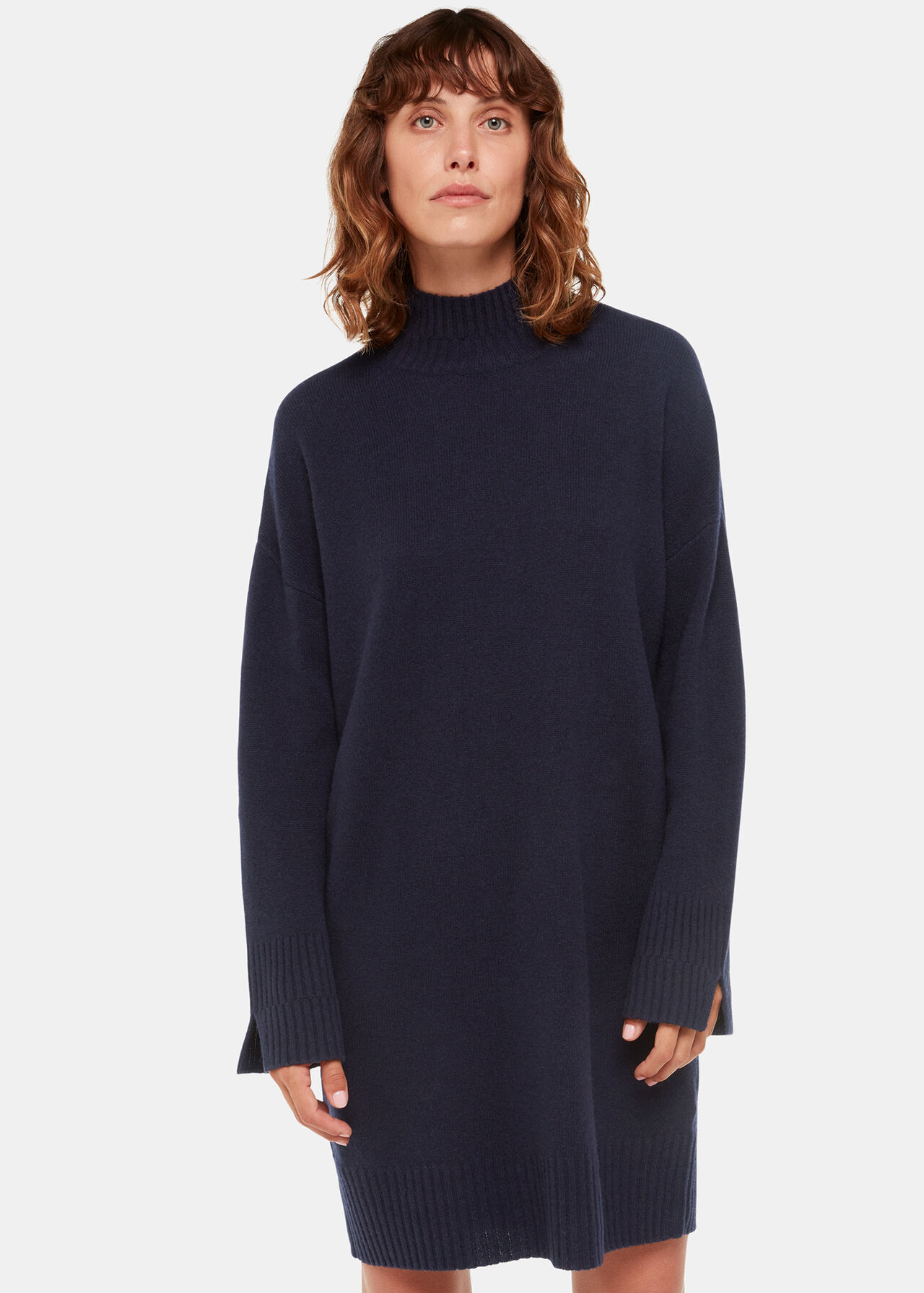 Navy Amelia Wool Knitted Dress, WHISTLES