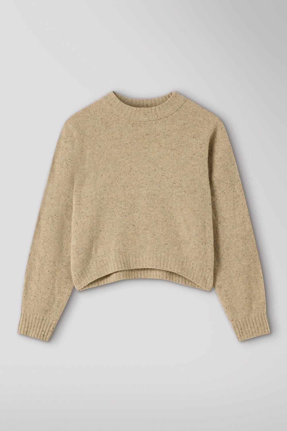 Neutral Wool Curved Hem Knit
