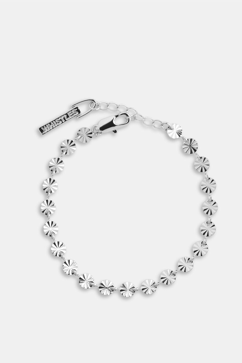 Silver Textured Circle Chain Bracelet