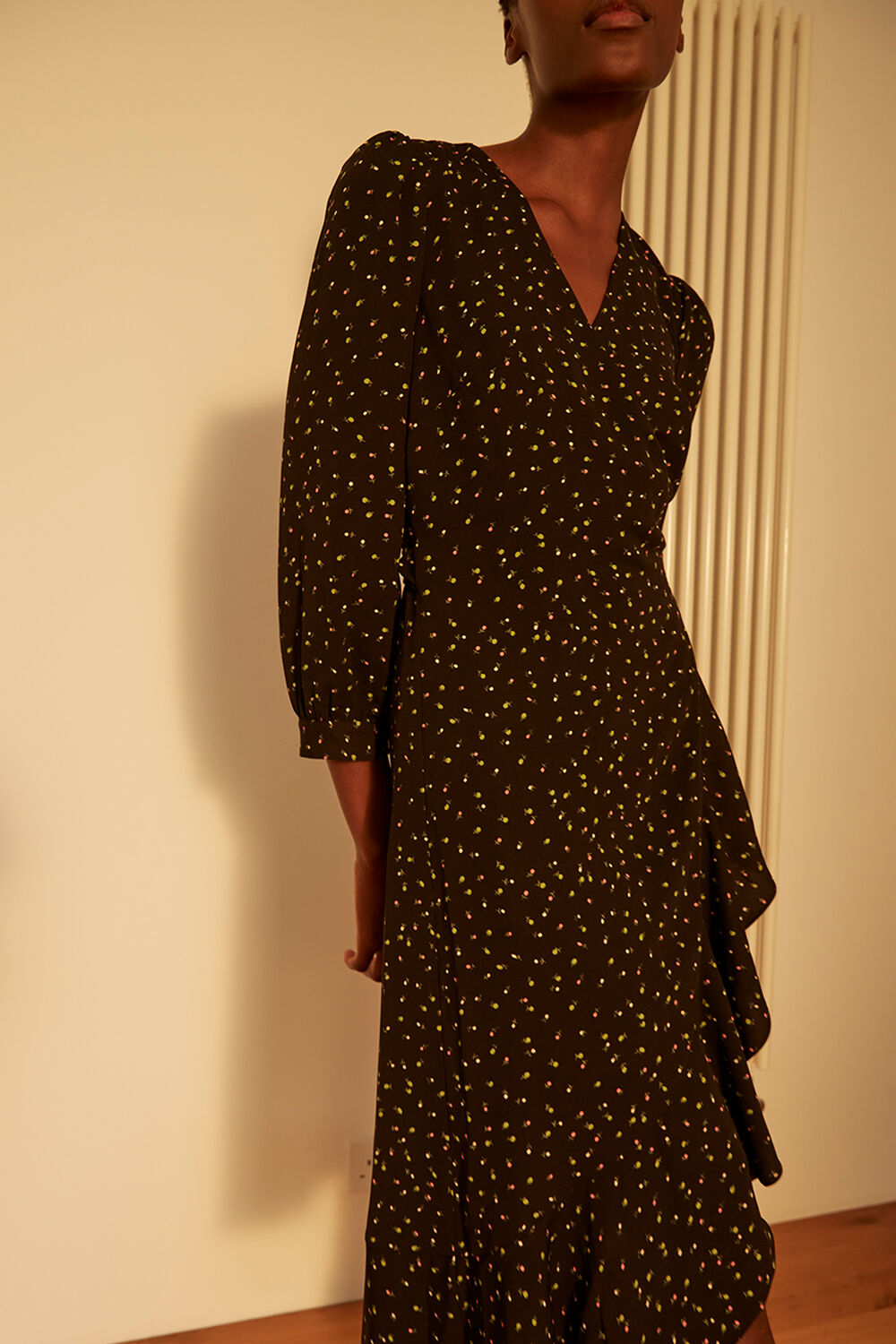 Multicolour Bright Bud Print Wrap Dress