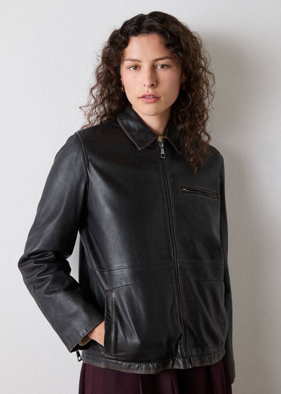Brown Kate Burnished Leather Jacket