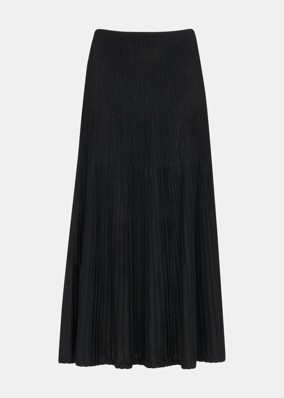 Black Knitted Pleated Skirt