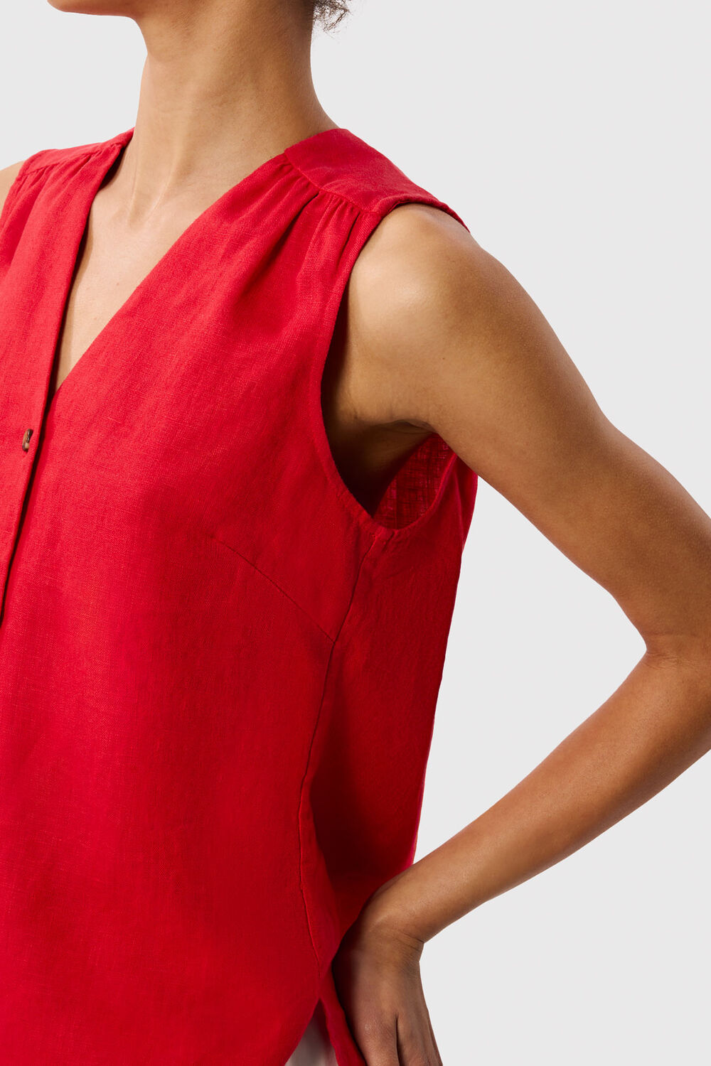 Red Laura Linen Tank