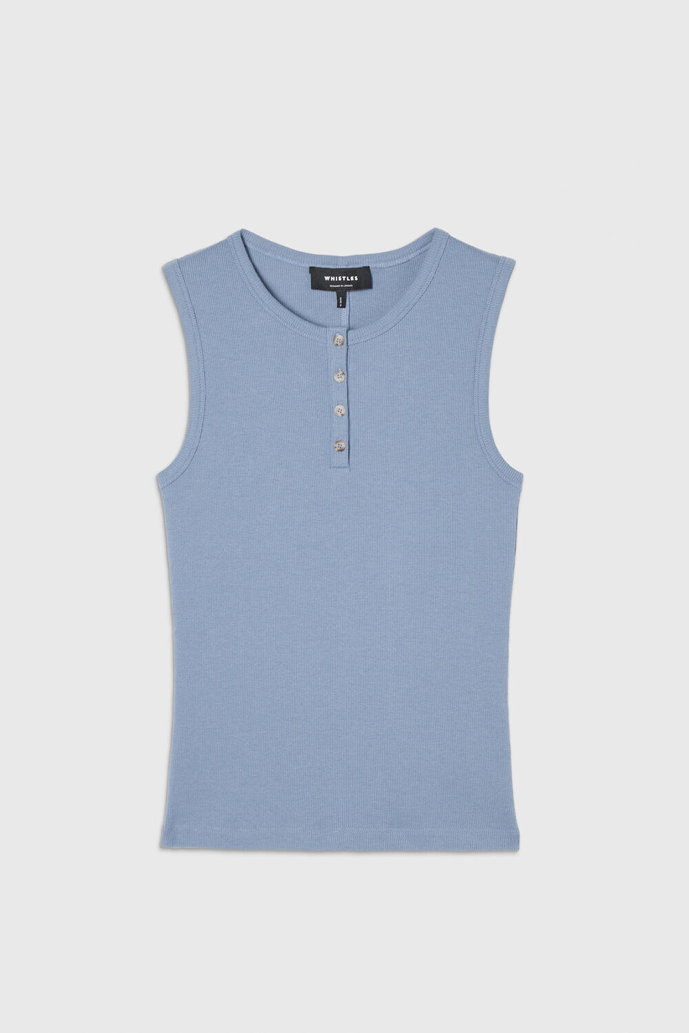 Pale Blue Henley Button Front Tank