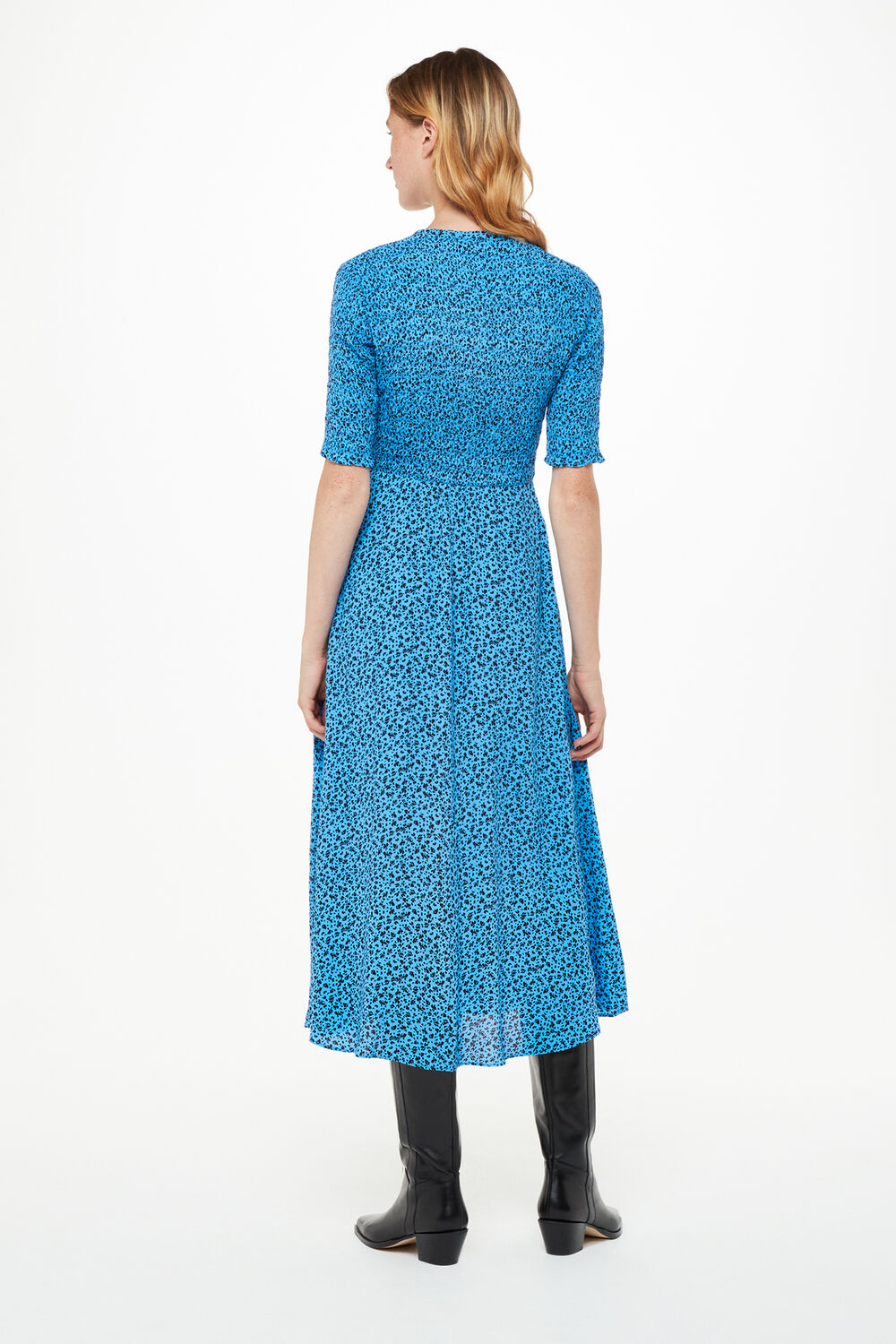 Micro Bouquet Shirred Dress