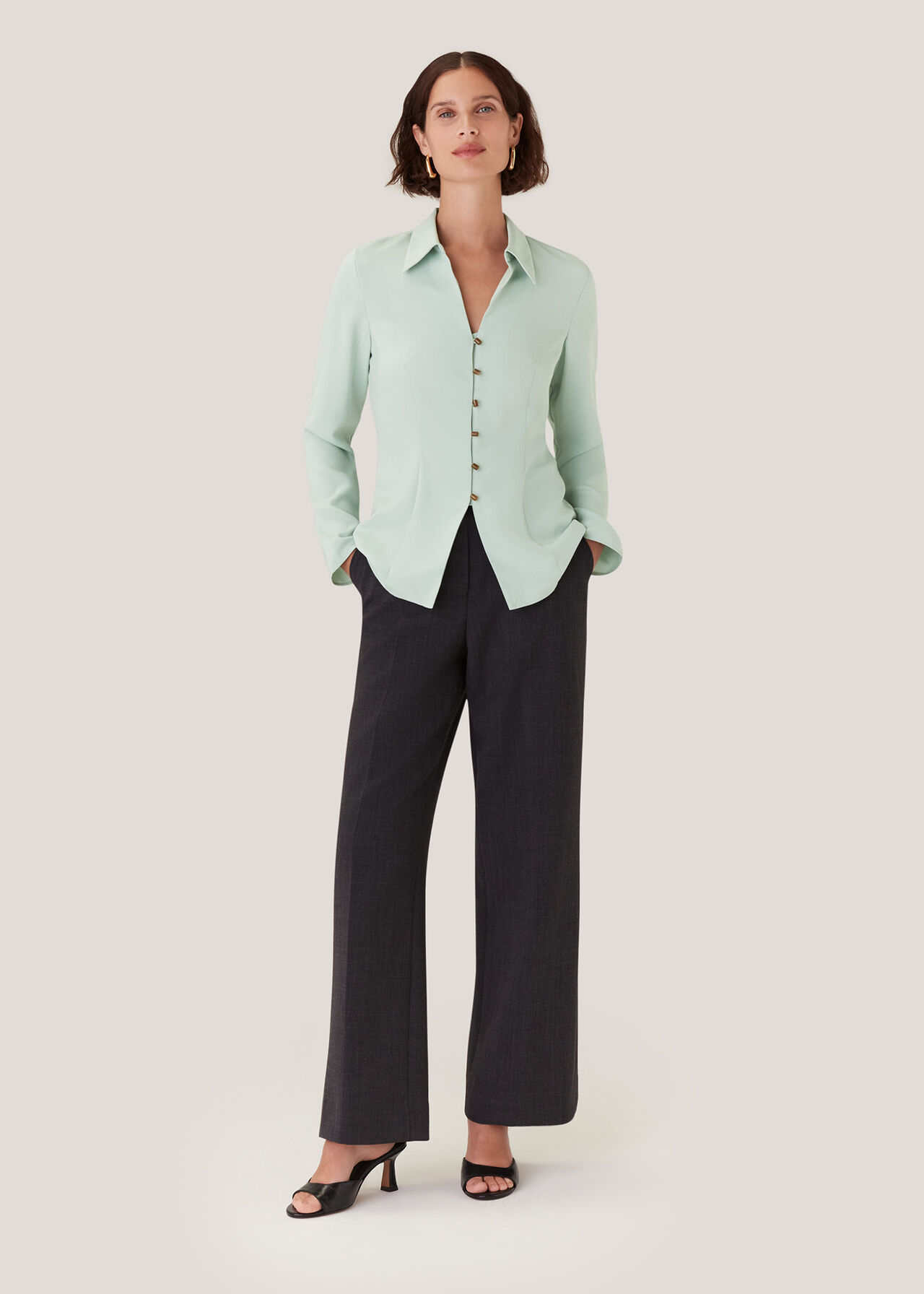 Silk Blend V Neck Shirt