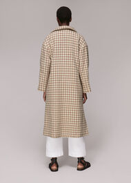 Dogstooth Funnel Neck Coat