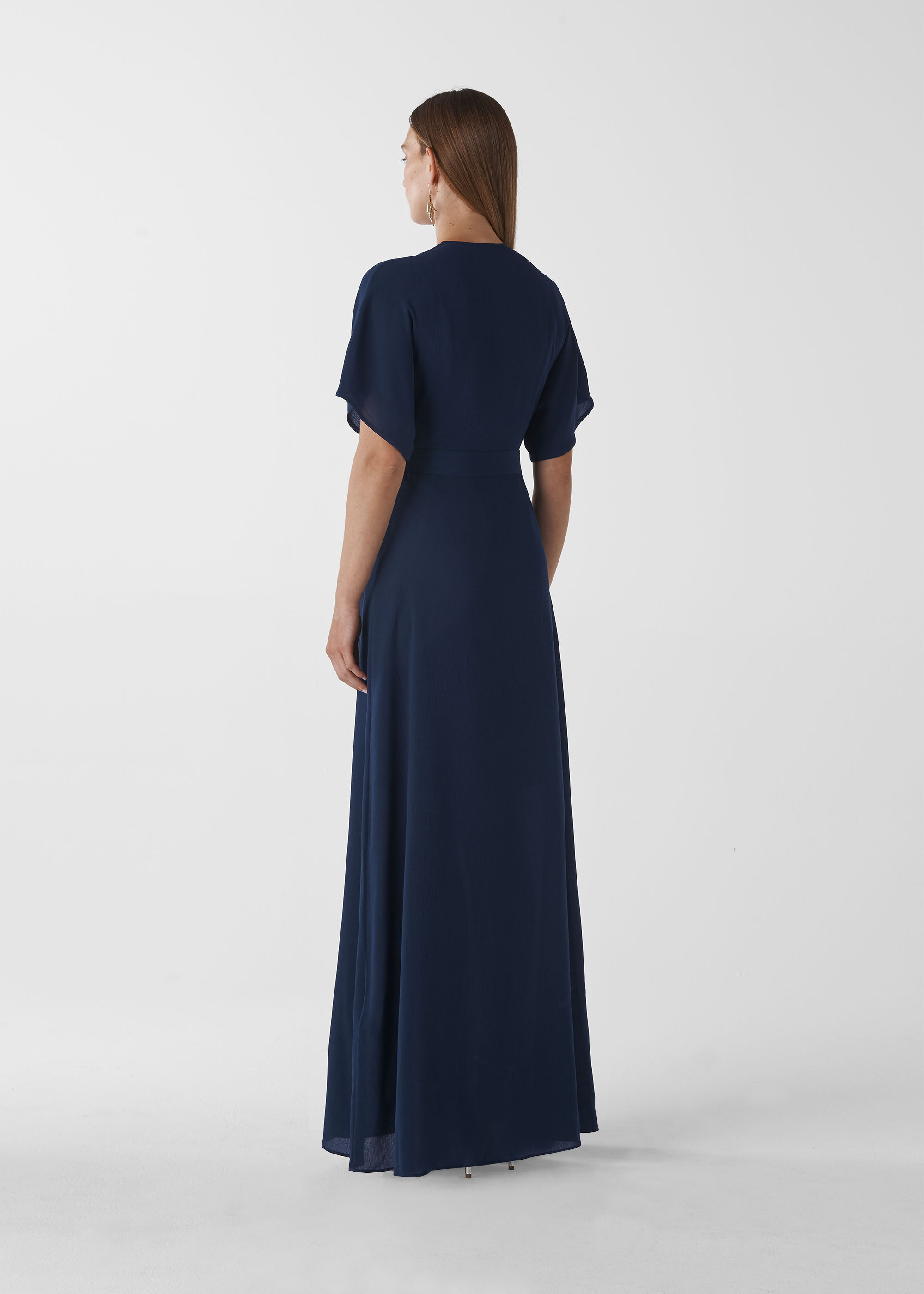 Aliza Royal Blue Cape Maxi Dress With Gold Ring – Club L