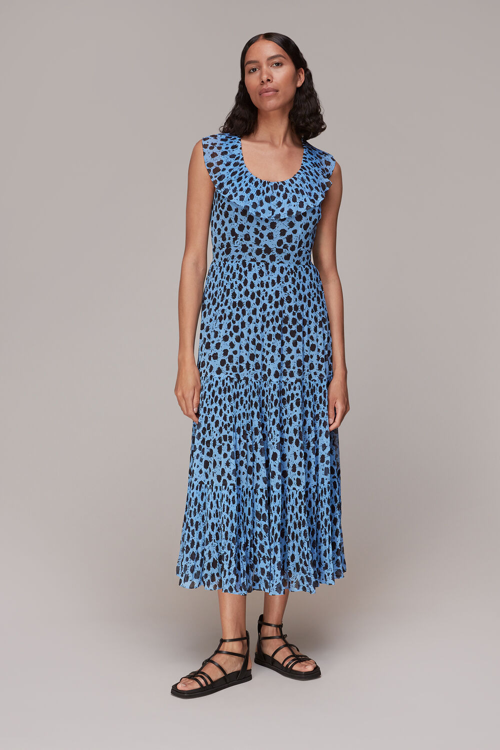 Brushed Dalmatian Plisse Dress