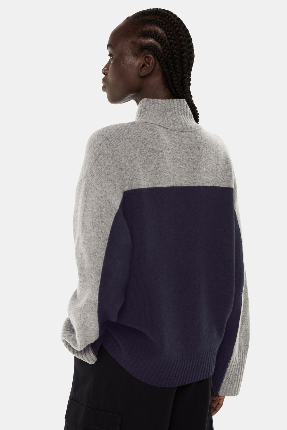 Wool Colour Block Funnel Neck